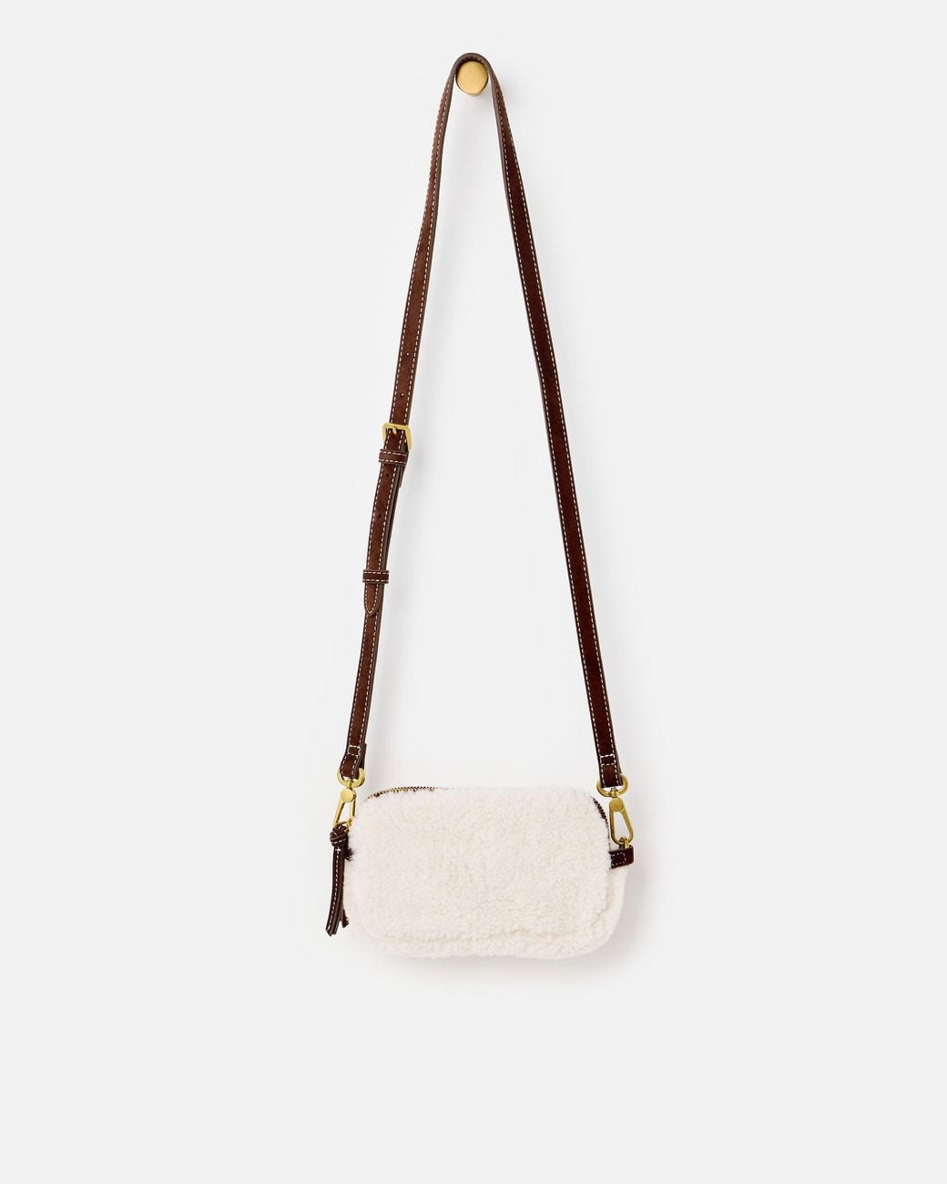 Oliver Bonas Natural Naha Teddy Faux Fur Crossbody Bag