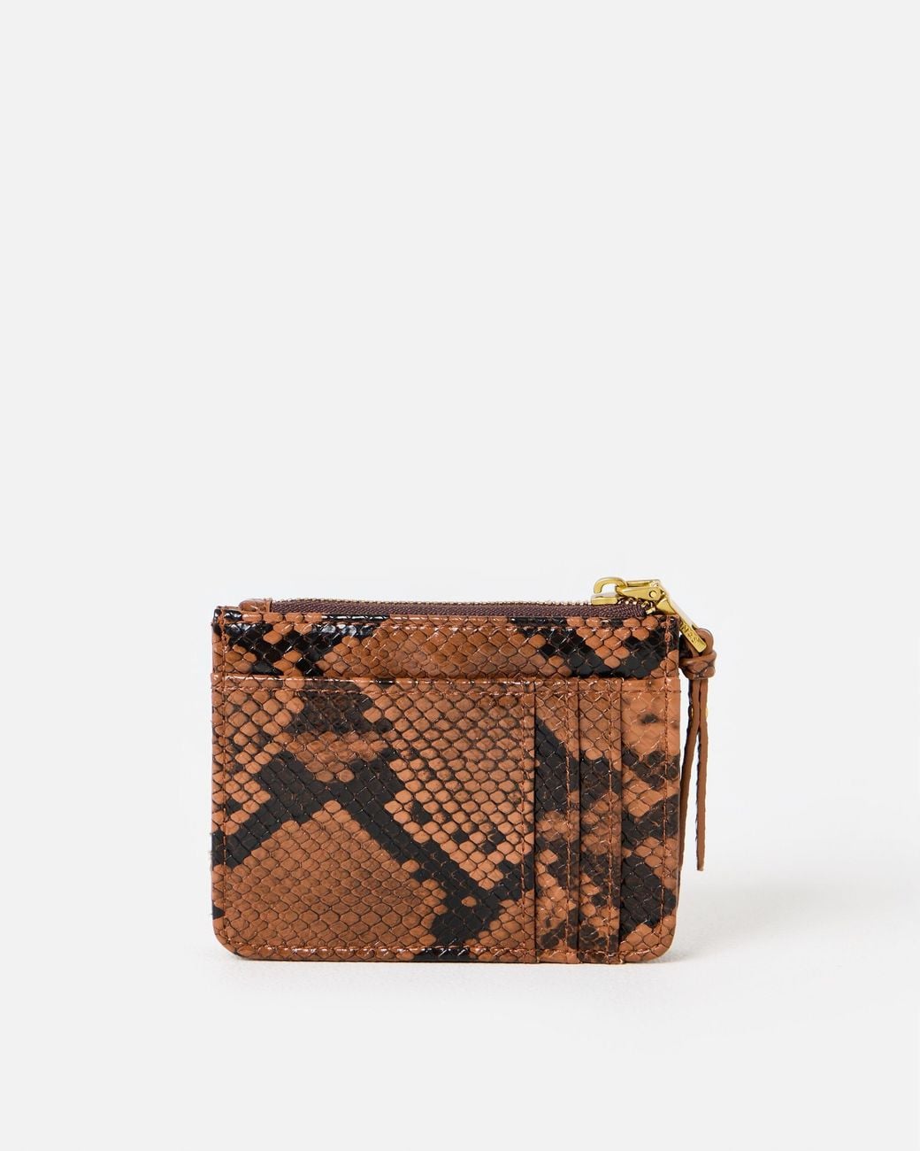 Oliver Bonas Brown Kadie Snake Print Zipped Card Holder