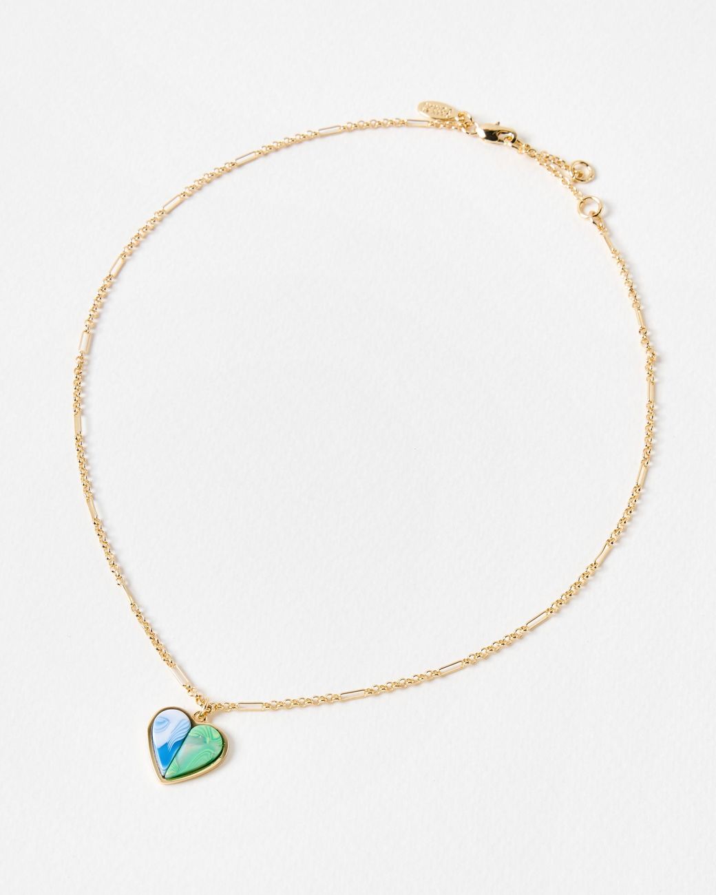 Oliver Bonas Elle & Blue Resin Heart Pendant Necklace