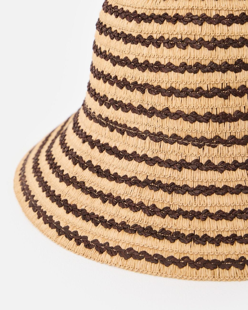 Oliver Bonas Natural & Chocolate Striped Bucket Hat
