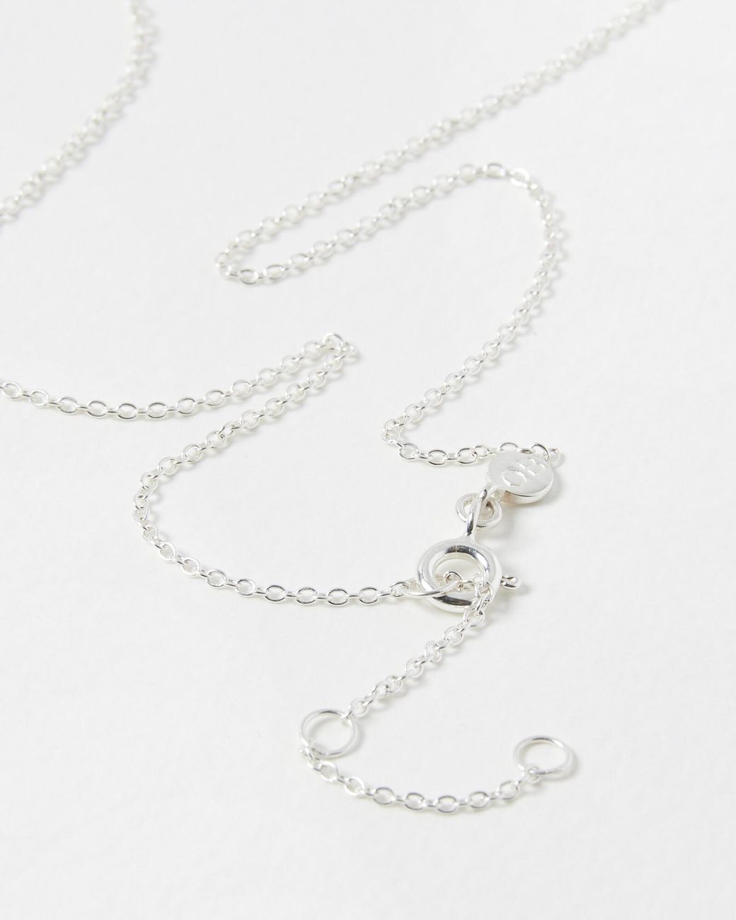 Oliver Bonas White Auden Pearl Silver Drop Pendant Necklace