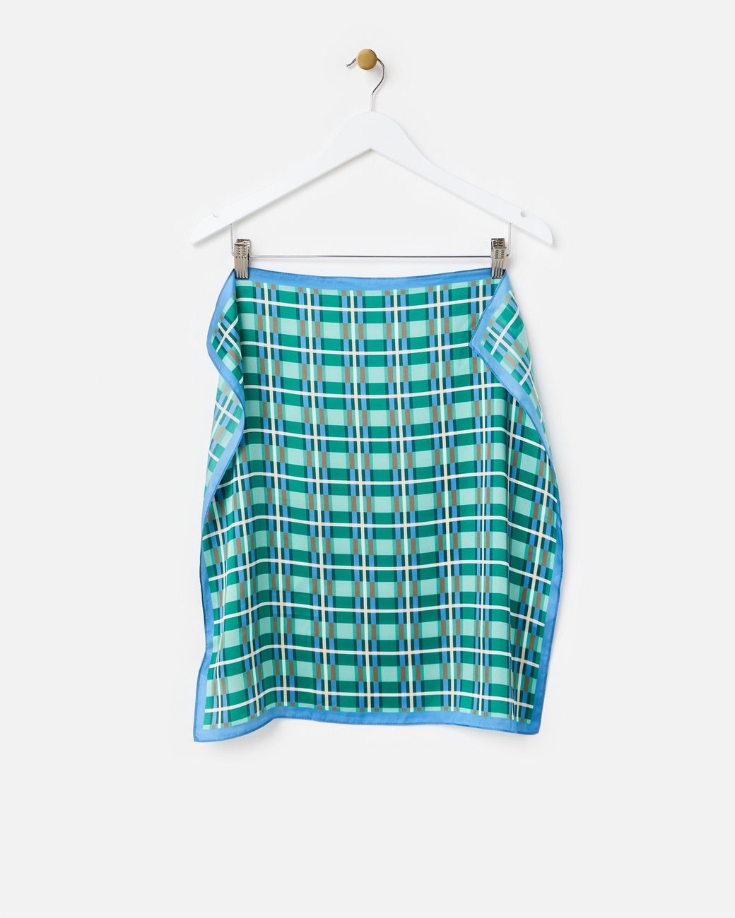 Oliver Bonas & Blue Checked Satin Square Scarf