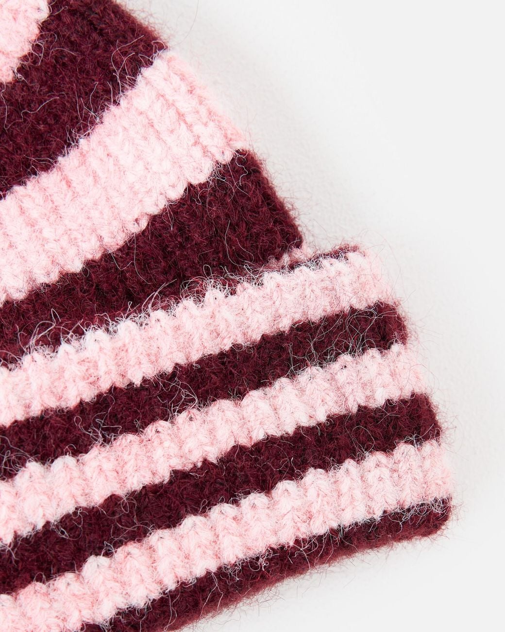 Oliver Bonas Red Pink & Burgundy Striped Knitted Beanie Hat