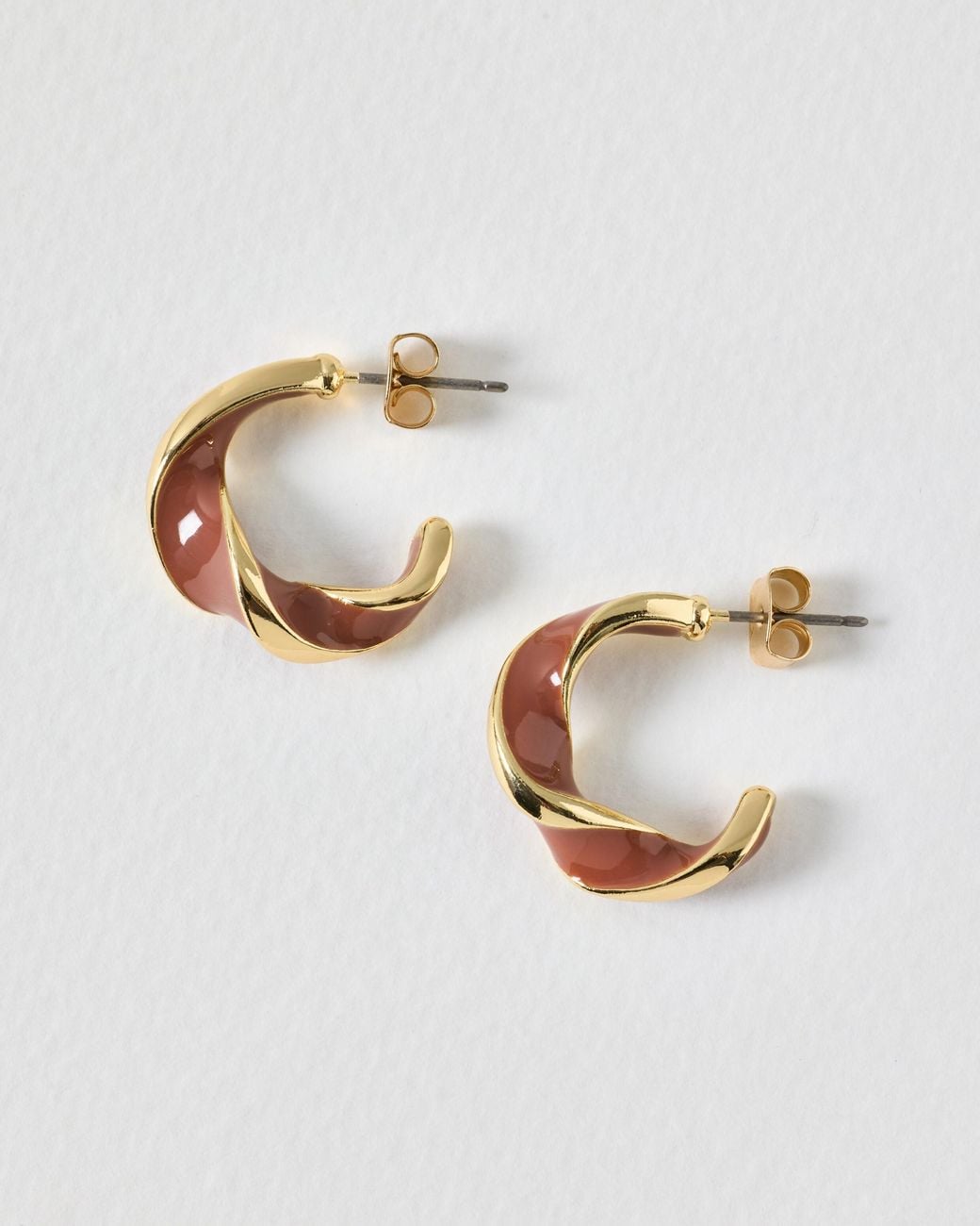 Oliver Bonas Metallic Nala Enamel Twist Hoop Earrings
