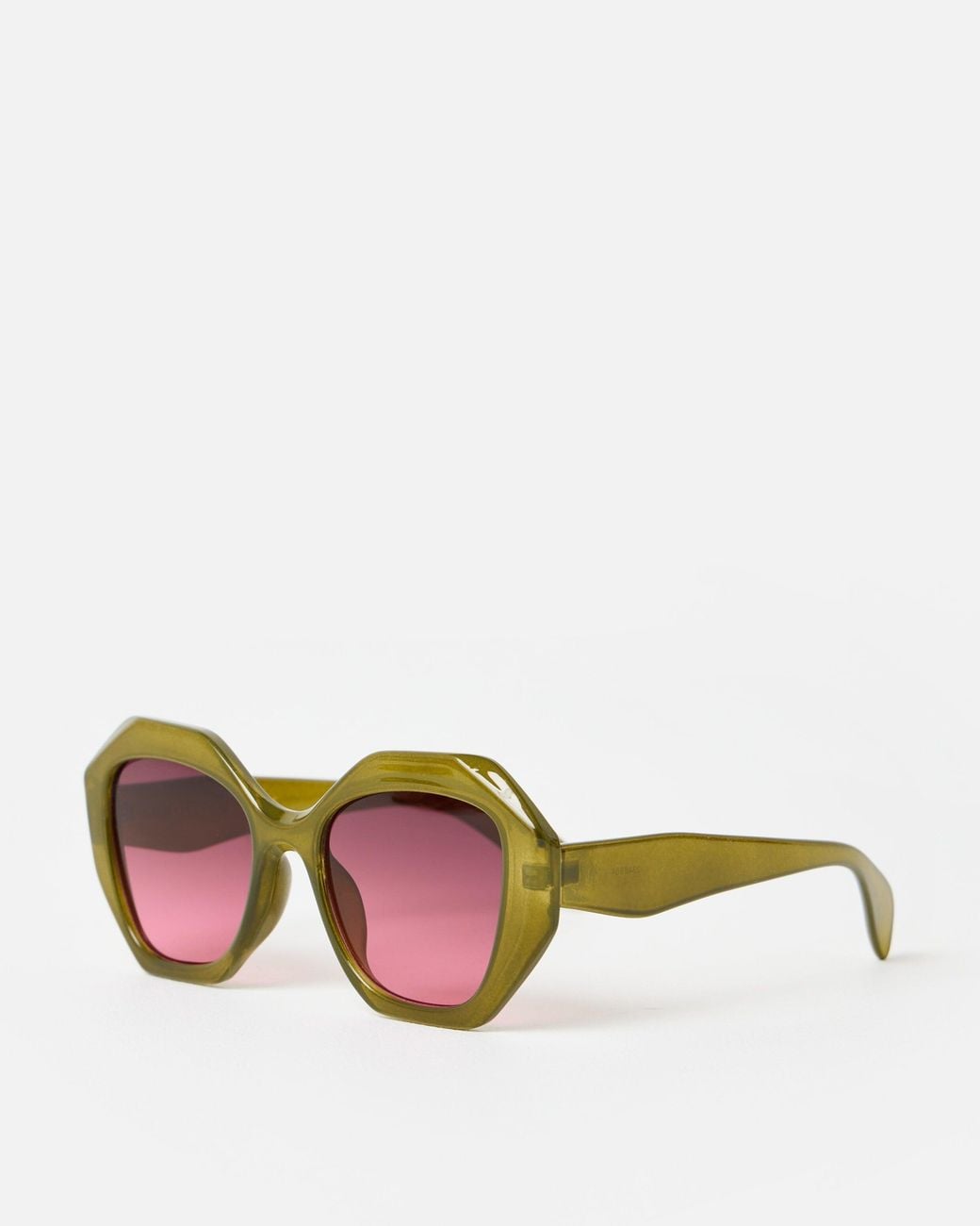 Oliver Bonas Pink Olive Hexagonal Sunglasses