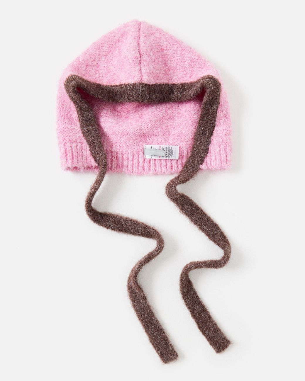 Oliver Bonas Pink Marl & Brown Fluffy Knitted Bonnet