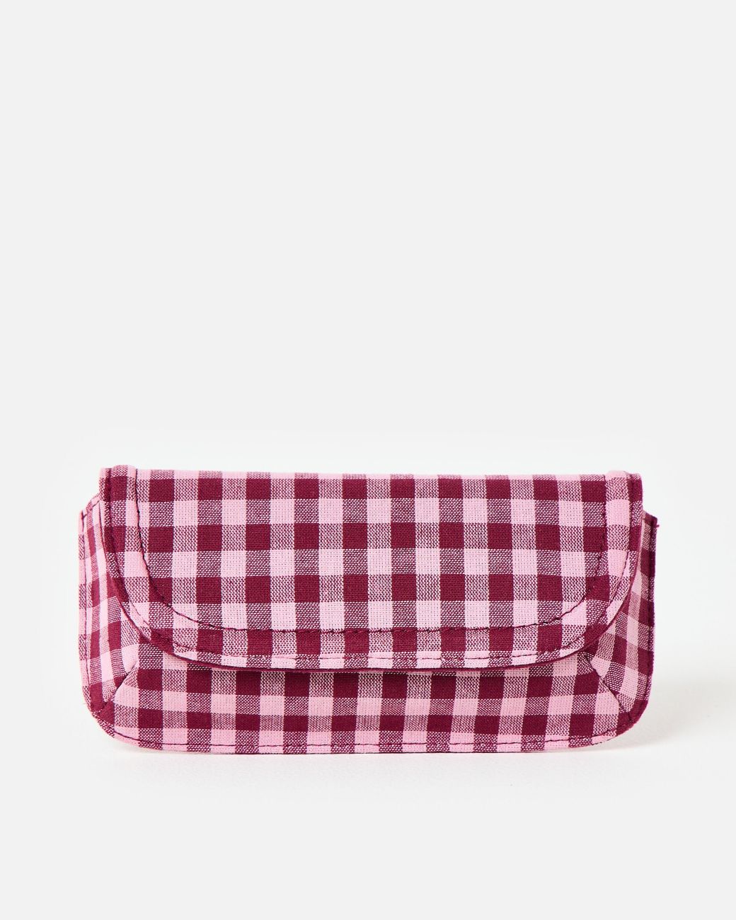 Oliver Bonas Red Carly Burgundy & Pink Gingham Sunglasses Case