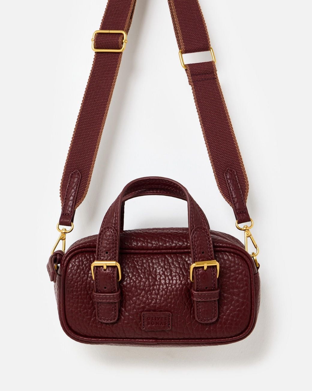 Oliver Bonas Red Sara Burgundy Buckle Crossbody Bag