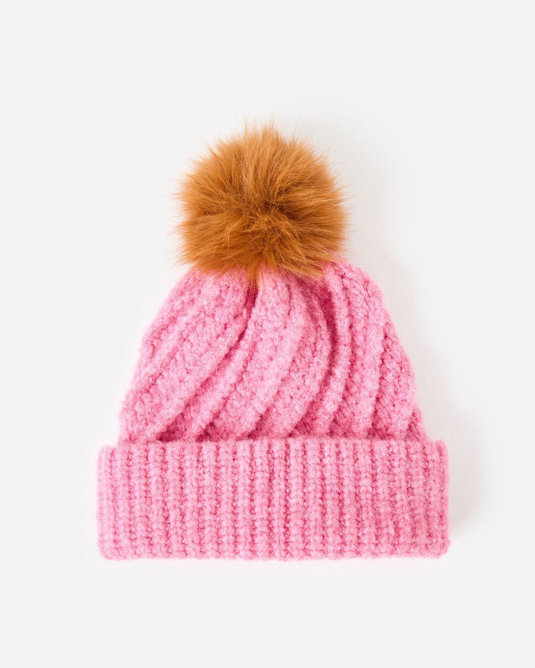 Oliver Bonas Pink Twisted Cable Knit Bobble Hat
