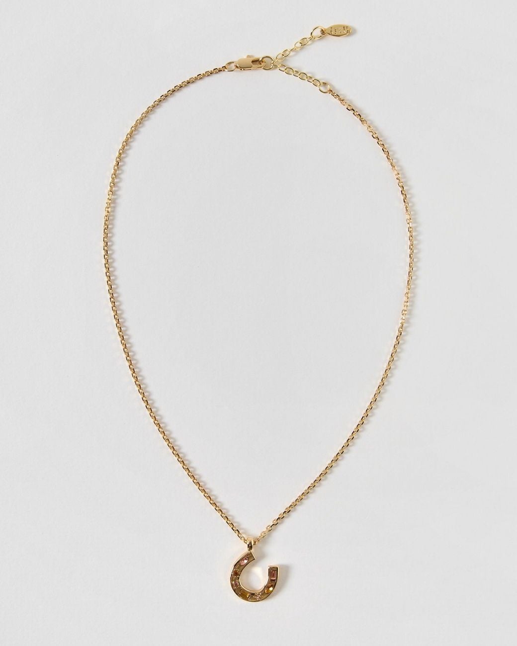 Oliver Bonas White Montana Stone Detail Horse Shoe Pendant Necklace