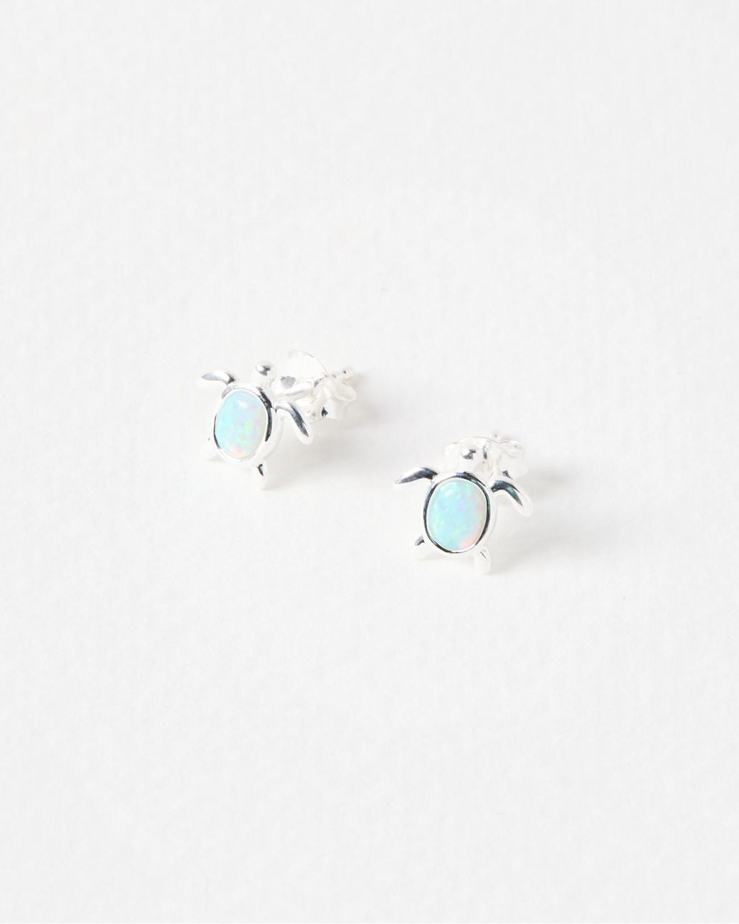 Oliver Bonas Blue Terry Turtle Sterling Silver Opalite Stud Earrings