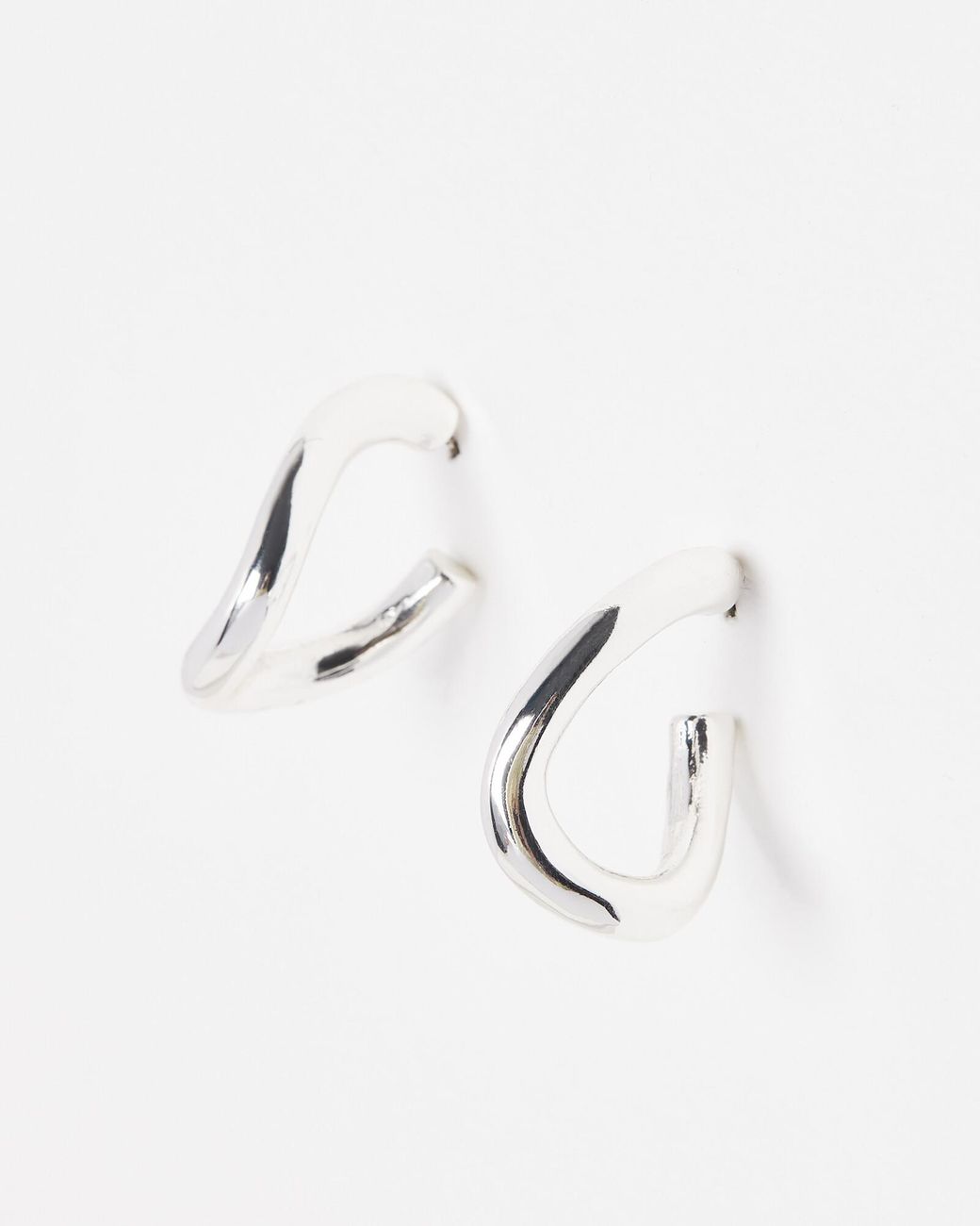 Oliver Bonas Natural Aelia Silver Warped Hoop Earrings
