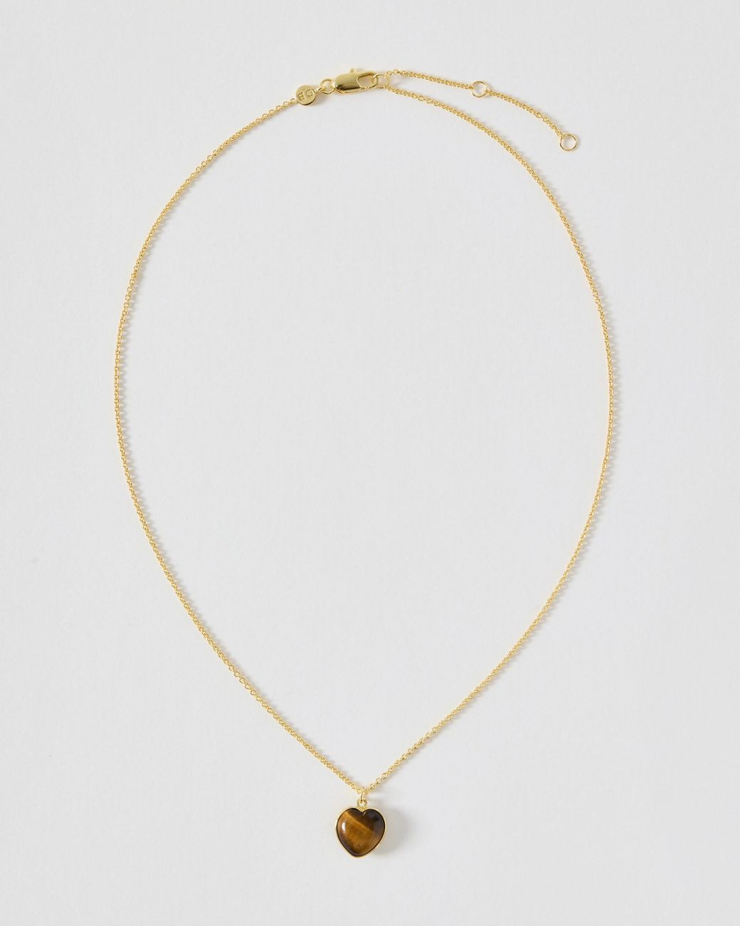 Oliver Bonas Metallic Sorcha Tiger's Eye Inlay Heart Charm Pendant Necklace