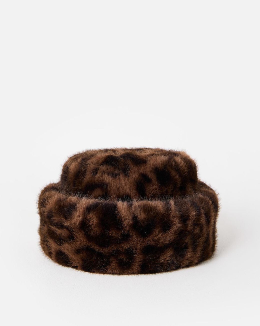 Oliver Bonas Brown Animal Print Faux Fur Hat