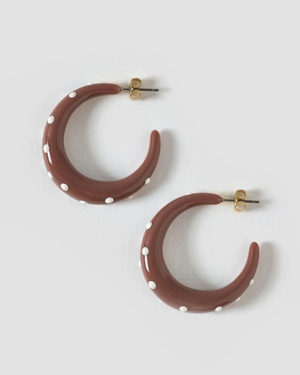 Oliver Bonas Metallic Barbara Polka Dot Enamel Hoop Earrings