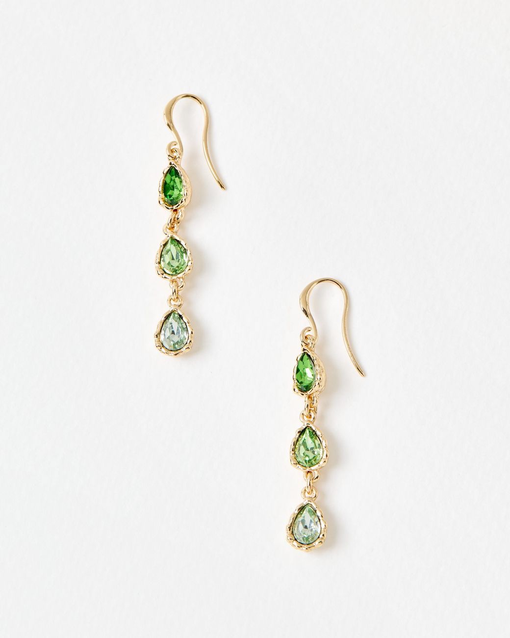 Oliver Bonas White Intira Stone Teardrop Tiered Drop Earrings