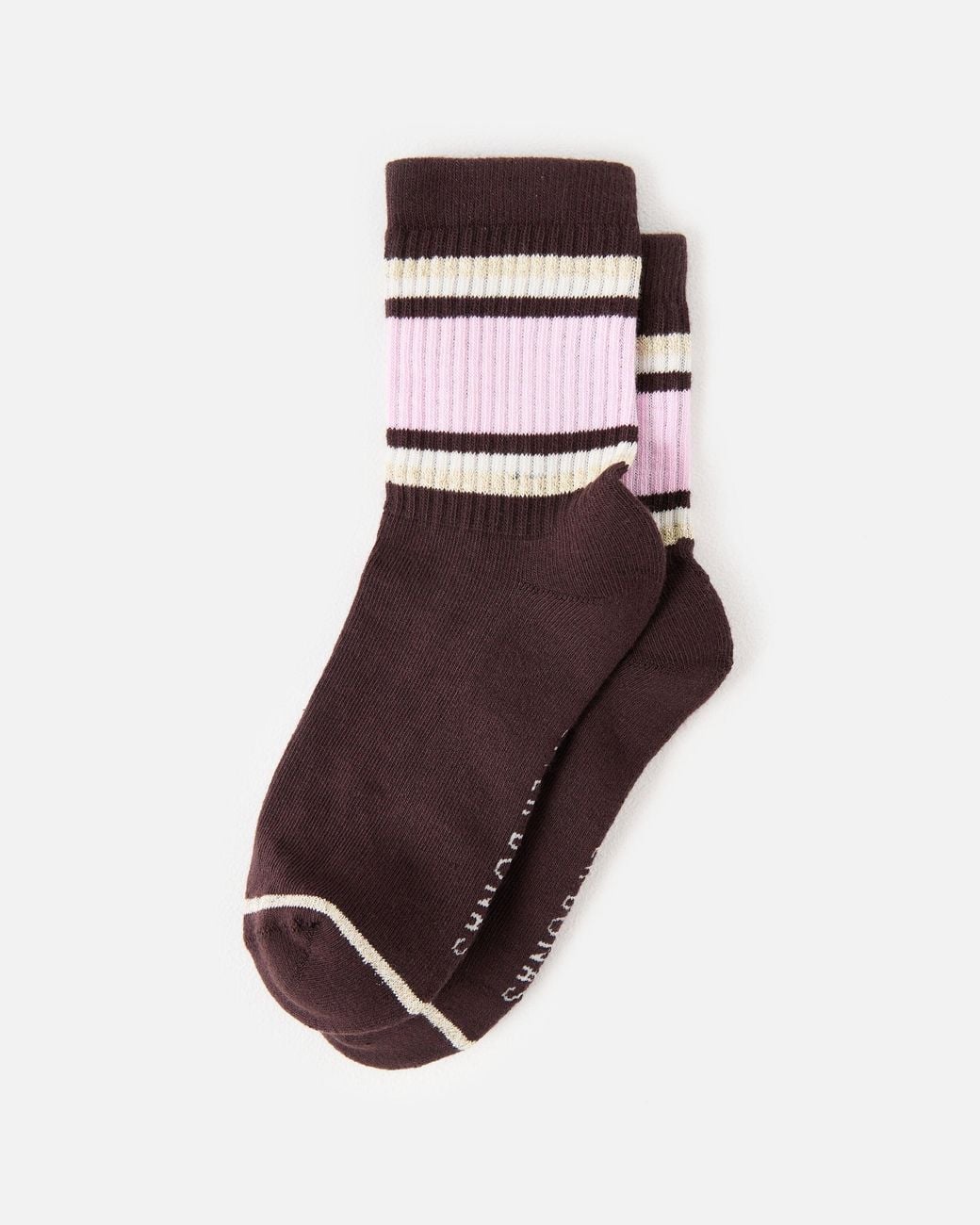 Oliver Bonas Brown & Pink Wide Stripe Sporty Ankle Socks