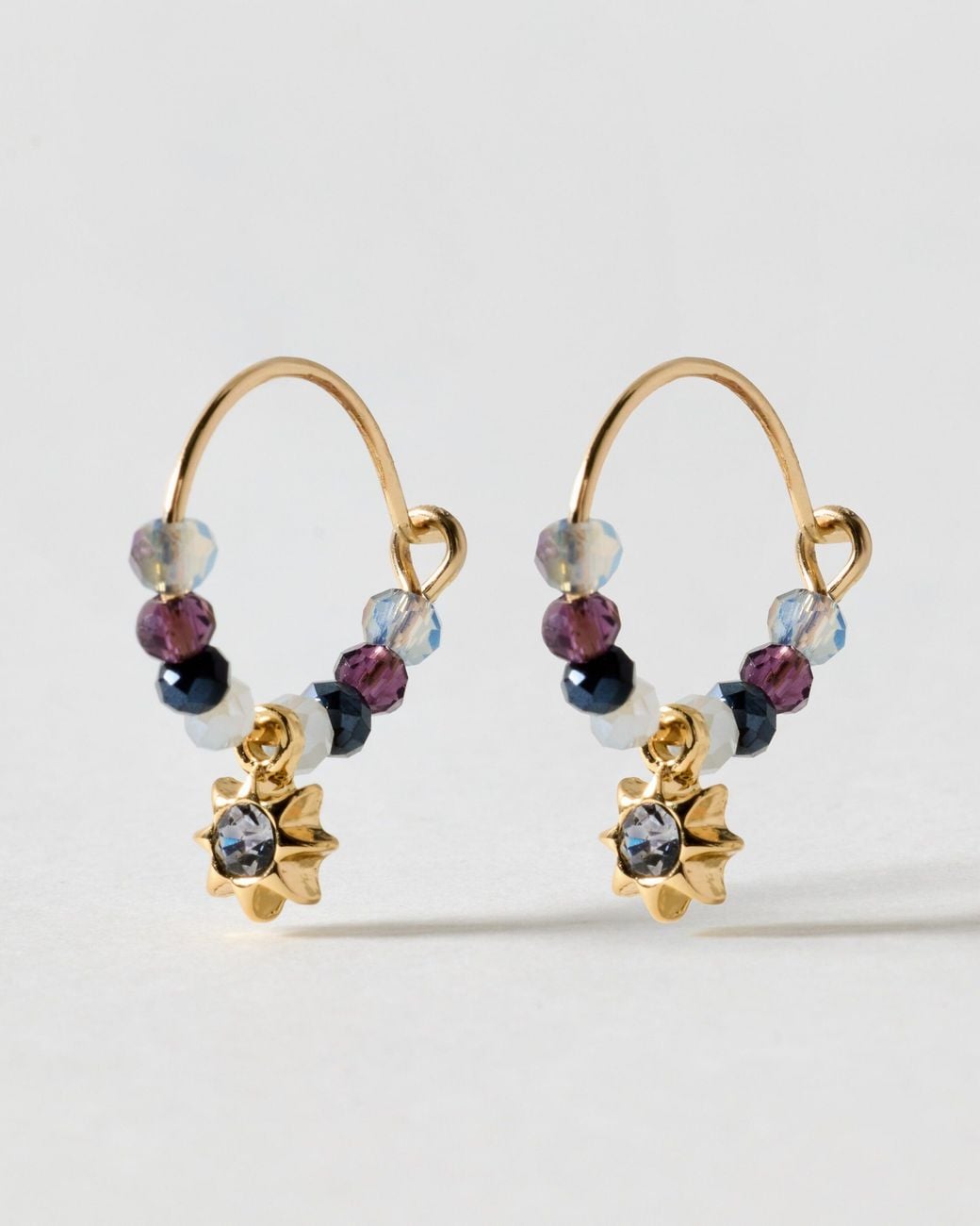 Oliver Bonas Metallic Elodie Beaded Star Charm Hoop Earrings