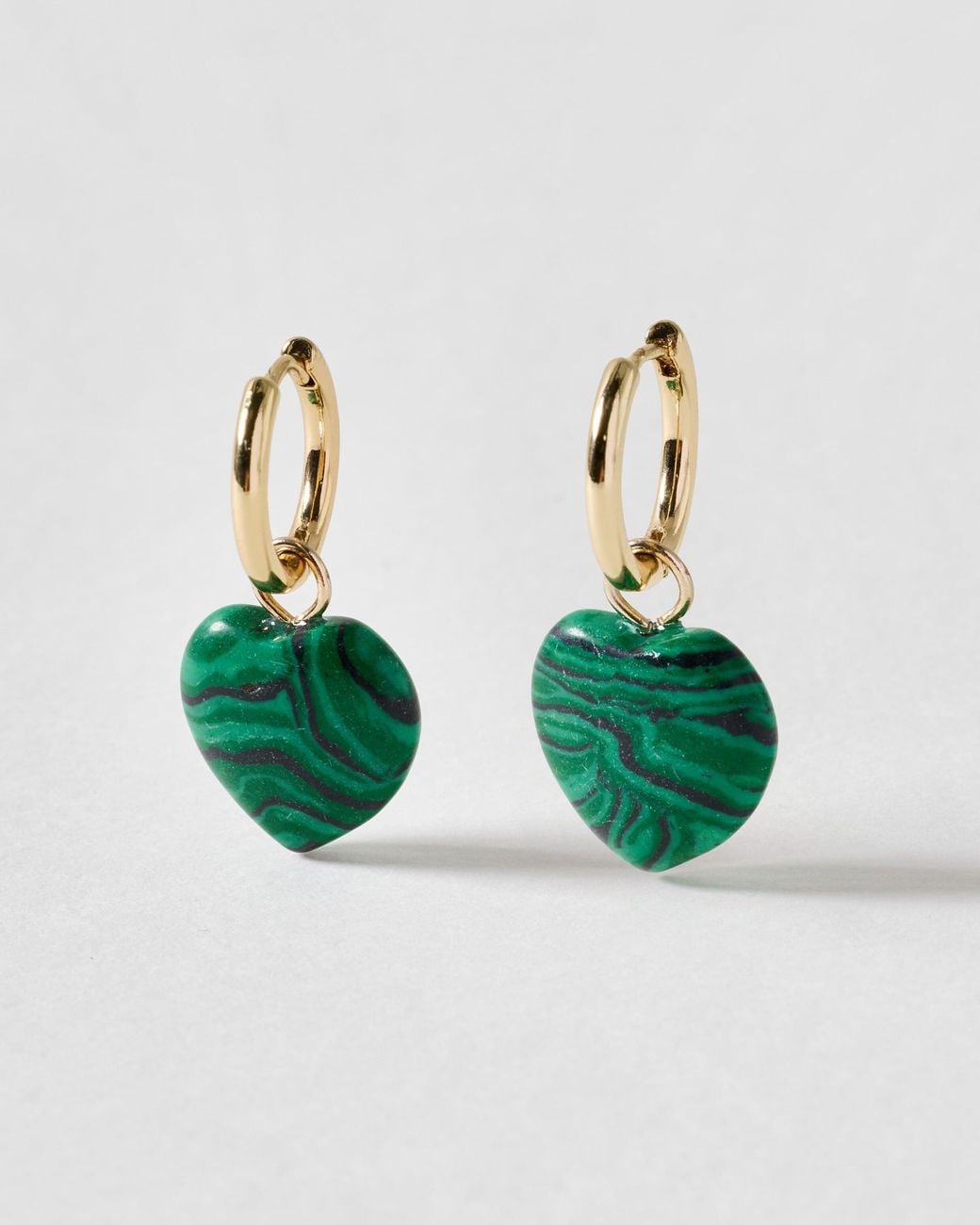 Oliver Bonas Green Frankie Heart Drop Hoop Earrings