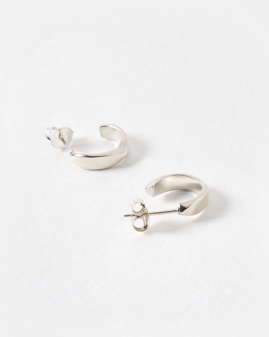 Oliver Bonas Blue Marlowe Faceted Sterling Huggie Earrings