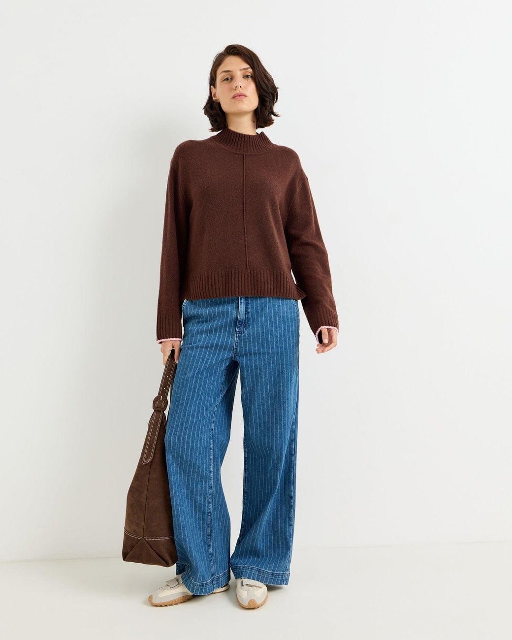 Oliver Bonas Blue Striped Wide Leg Jeans, Size 10