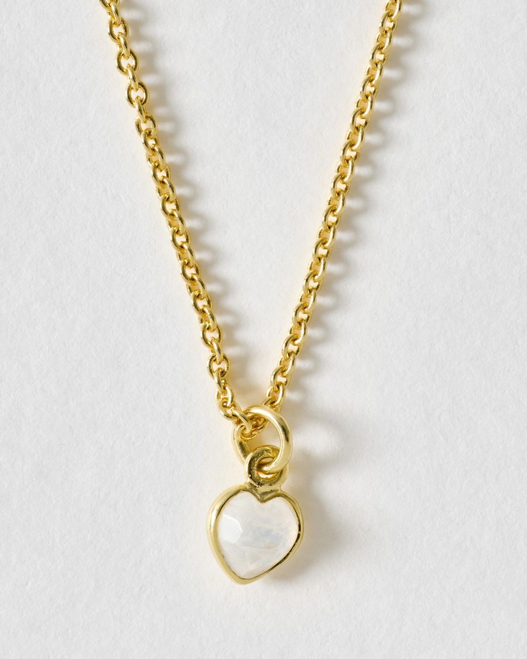 Oliver Bonas Metallic Auden Moonstone Heart Charm Pendant Necklace