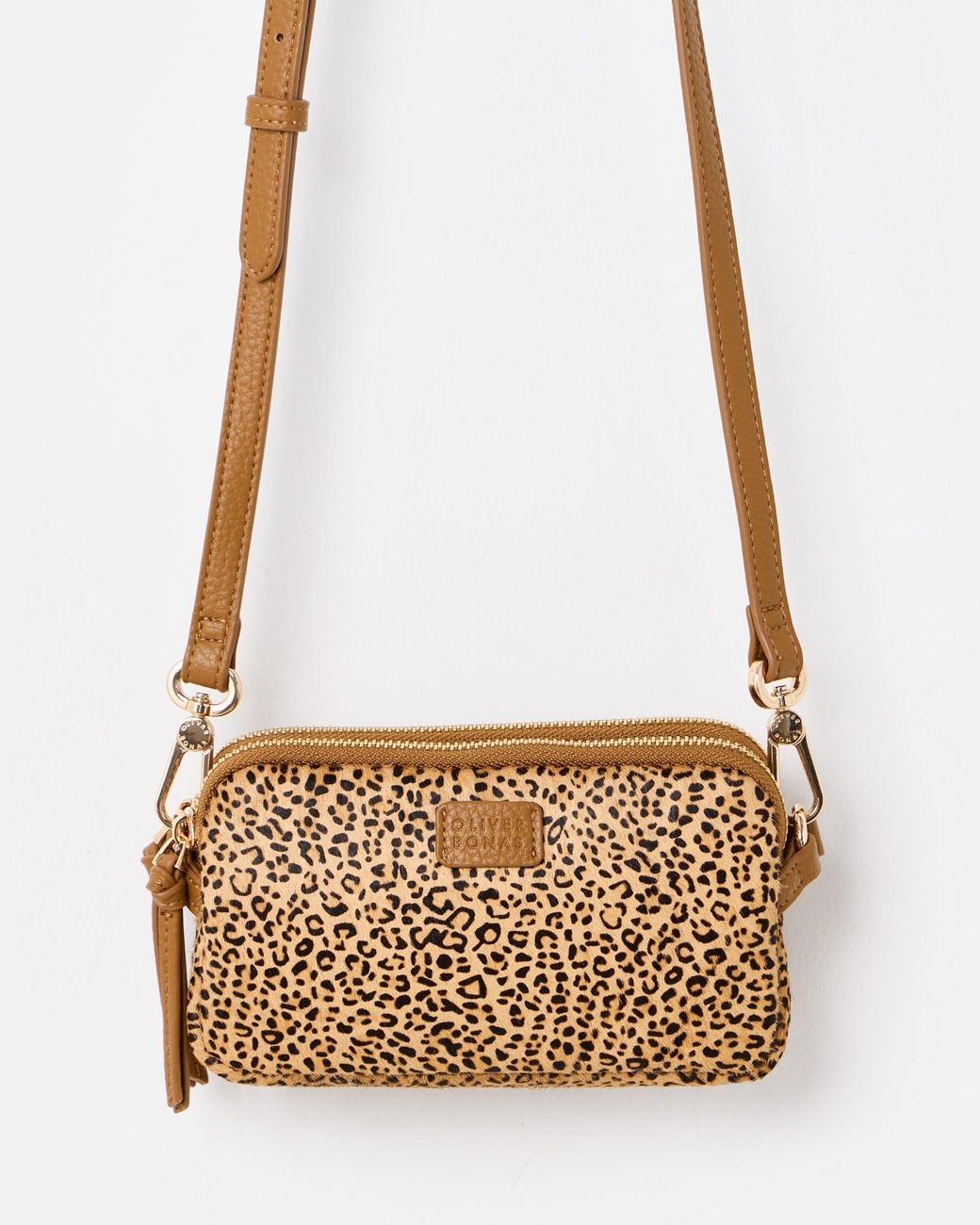 Oliver Bonas Metallic Naha Leopard Print Textured Crossbody Bag Medium