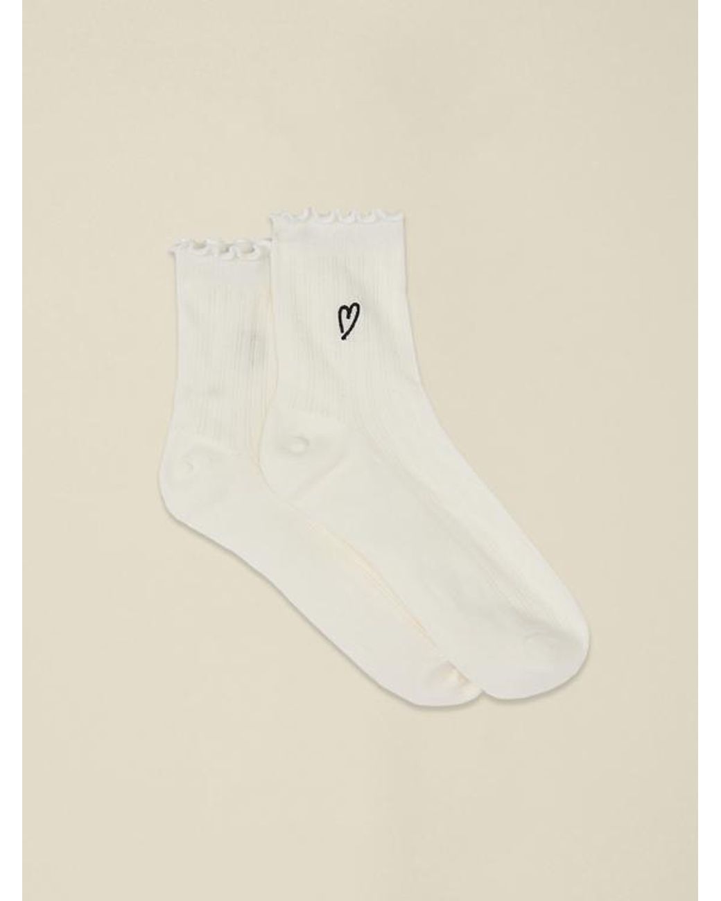 Calzini Con Ricamo Donna, Taglia di Oltre in Natural