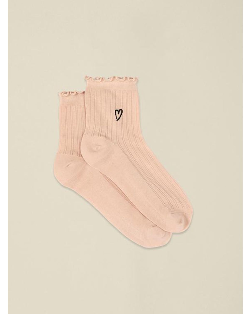 Calzini Con Ricamo Donna, Taglia di Oltre in Natural