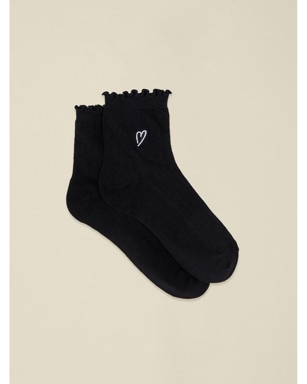 Calzini Con Ricamo Donna, Taglia di Oltre in Black