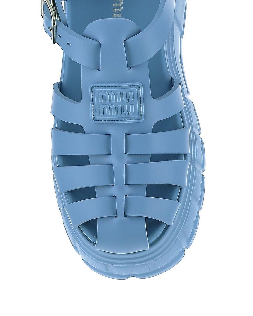 Miu Miu Rubber Flatform Sandals in Blue - Lyst
