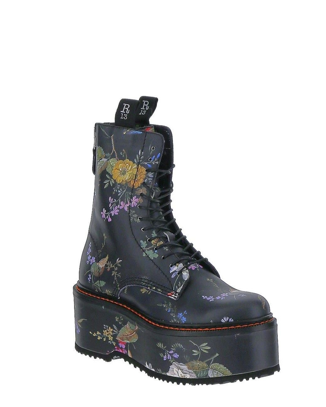 R13 Black Floral Boots Lyst