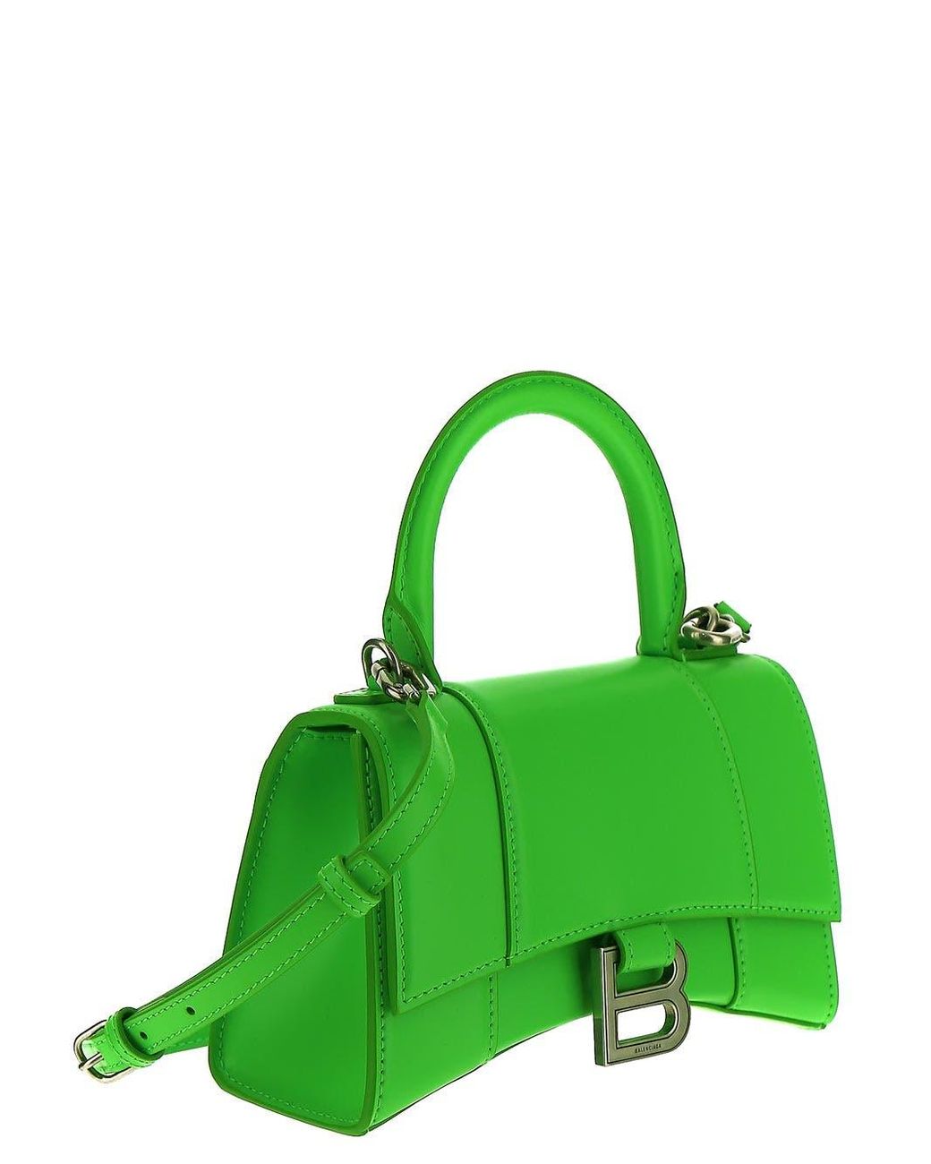 Hourglass Xs Leather Handbag in Lime