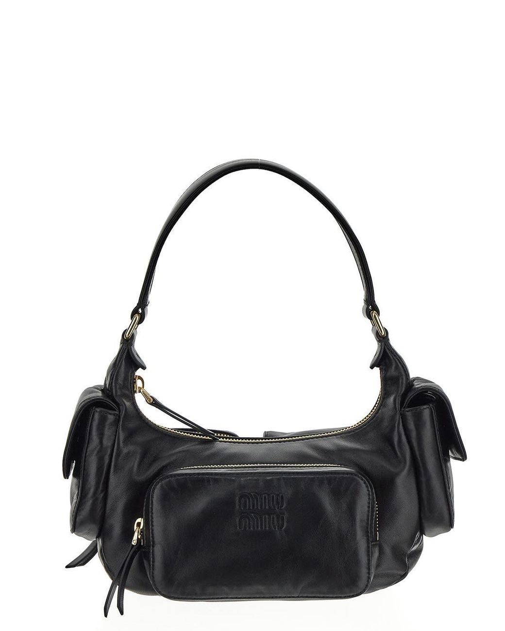 Miu Miu Nappa Leather Pocket Bag in Black | Lyst