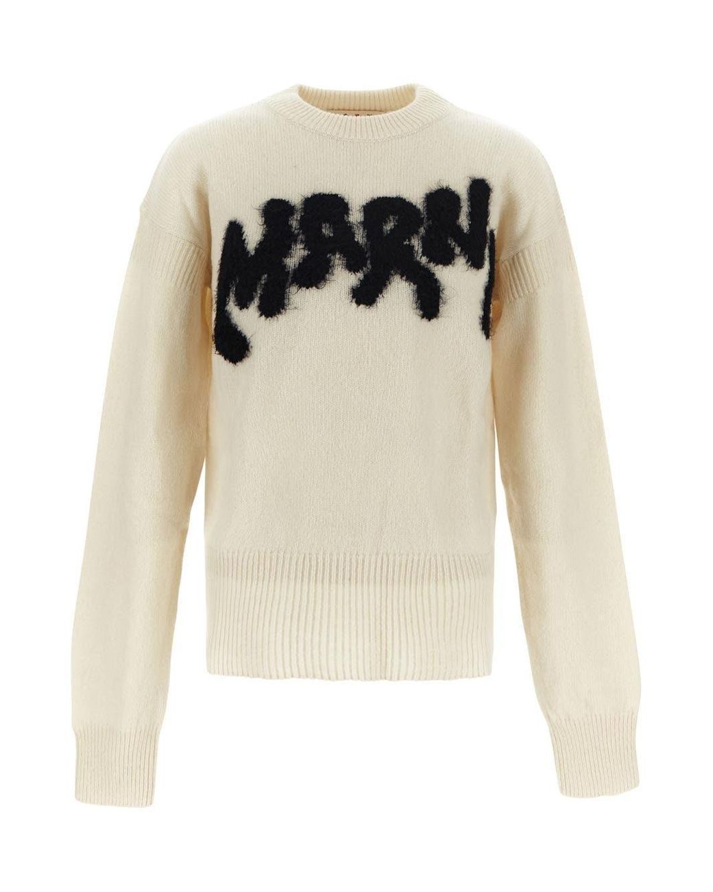 Marni Shetland Logo Knit Sweater in White for Men | Lyst Marni Shetland Logo Knit Sweater in White for Men | Lyst