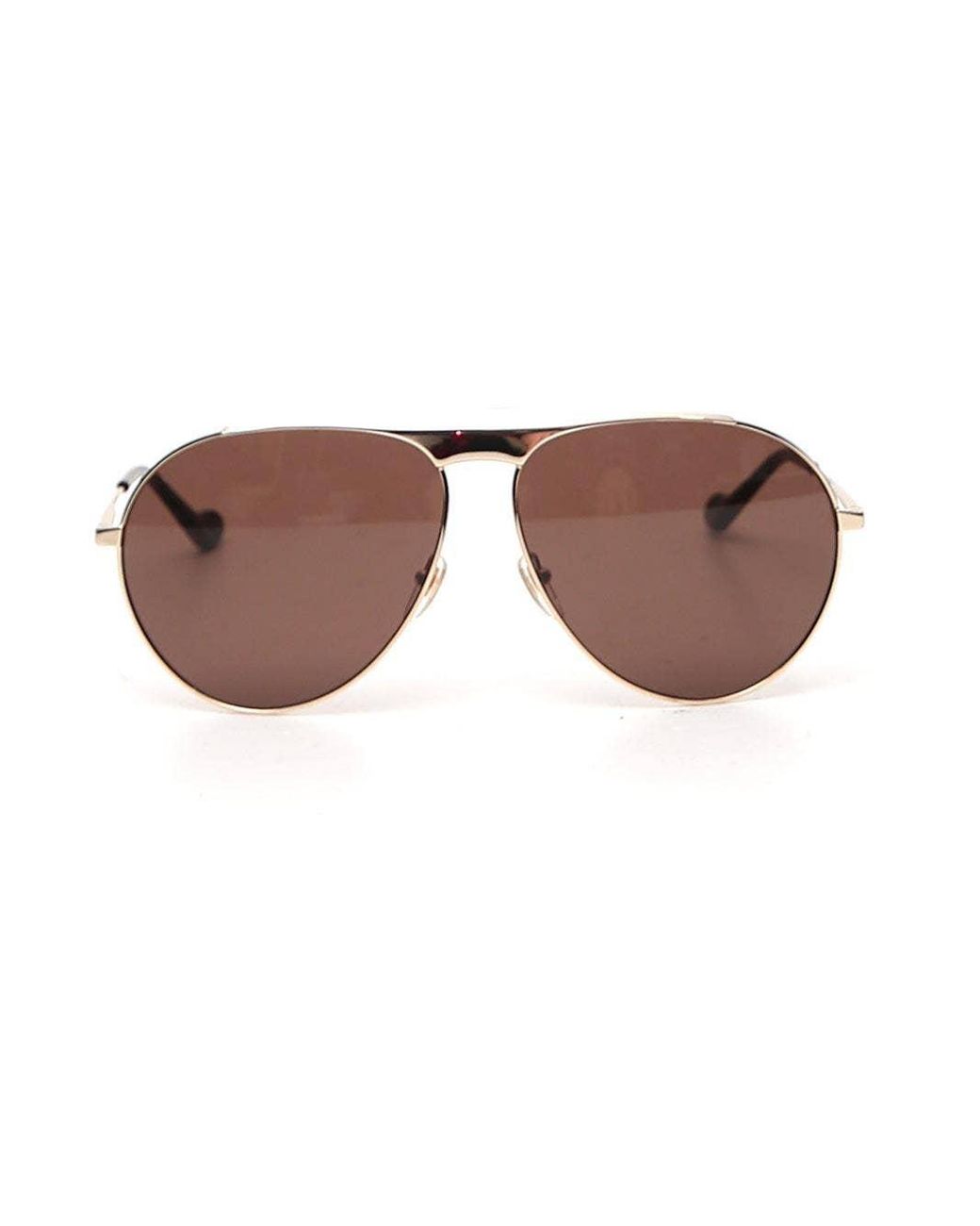 Gucci Synthetic Brown/gold-tone Metal/carbon Aviator-frame Sunglasses - Lyst
