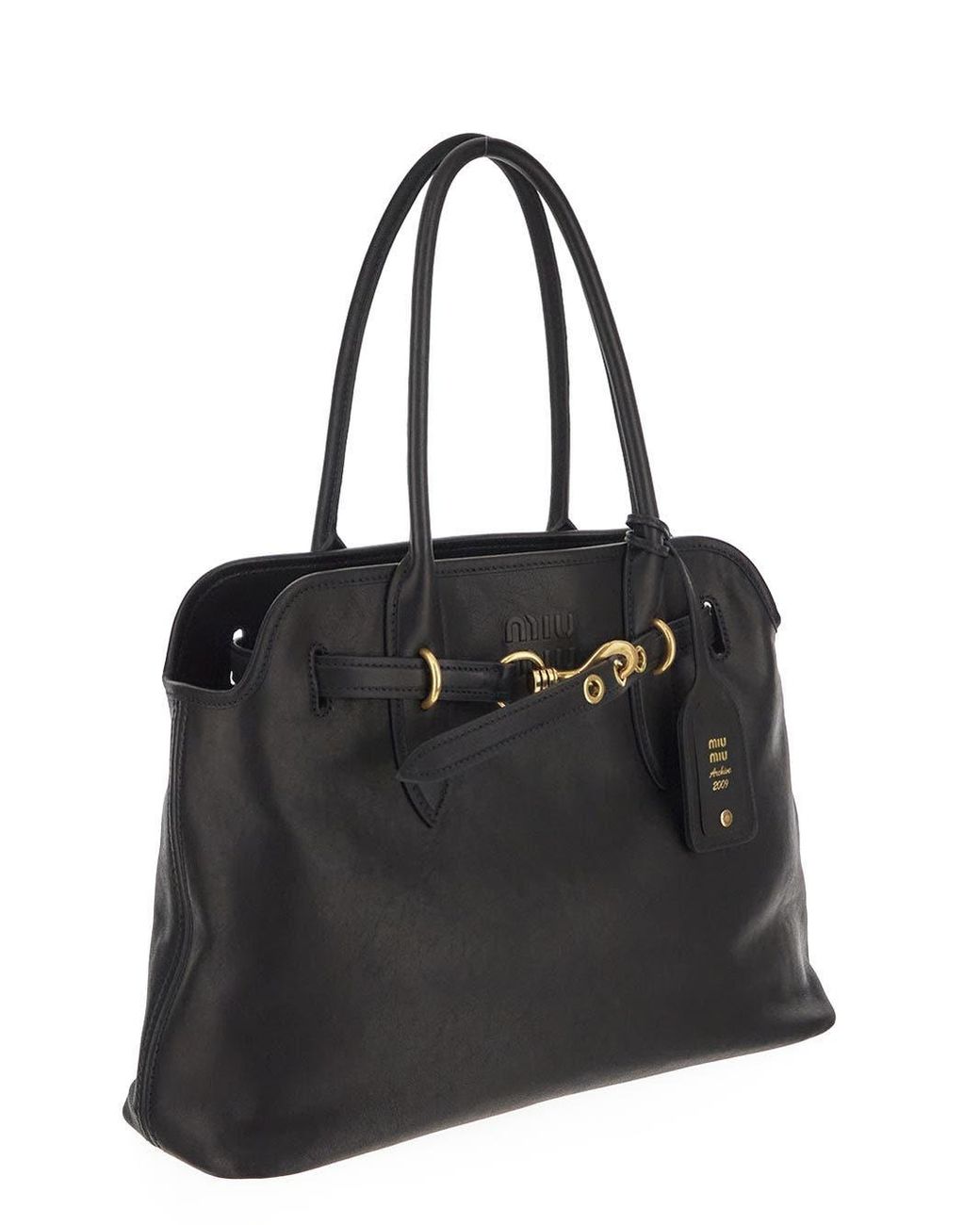 【関税&送料込】Miu Miu Black Nappa Leather Aventure Shoppin Black Aventure Nappa Leather Bag | Miu Miu