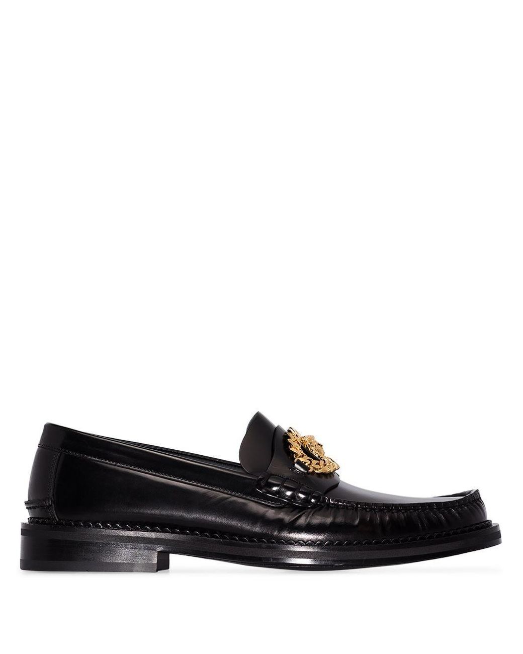 Versace Medusa Chain Leather Loafer in Black for Men Lyst