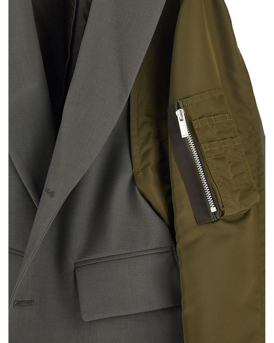 VIP【関税送料無料】希少 SACAI GREEN GREY CASUAL JACKET Sacai Hybrid Jacket in Black | Lyst