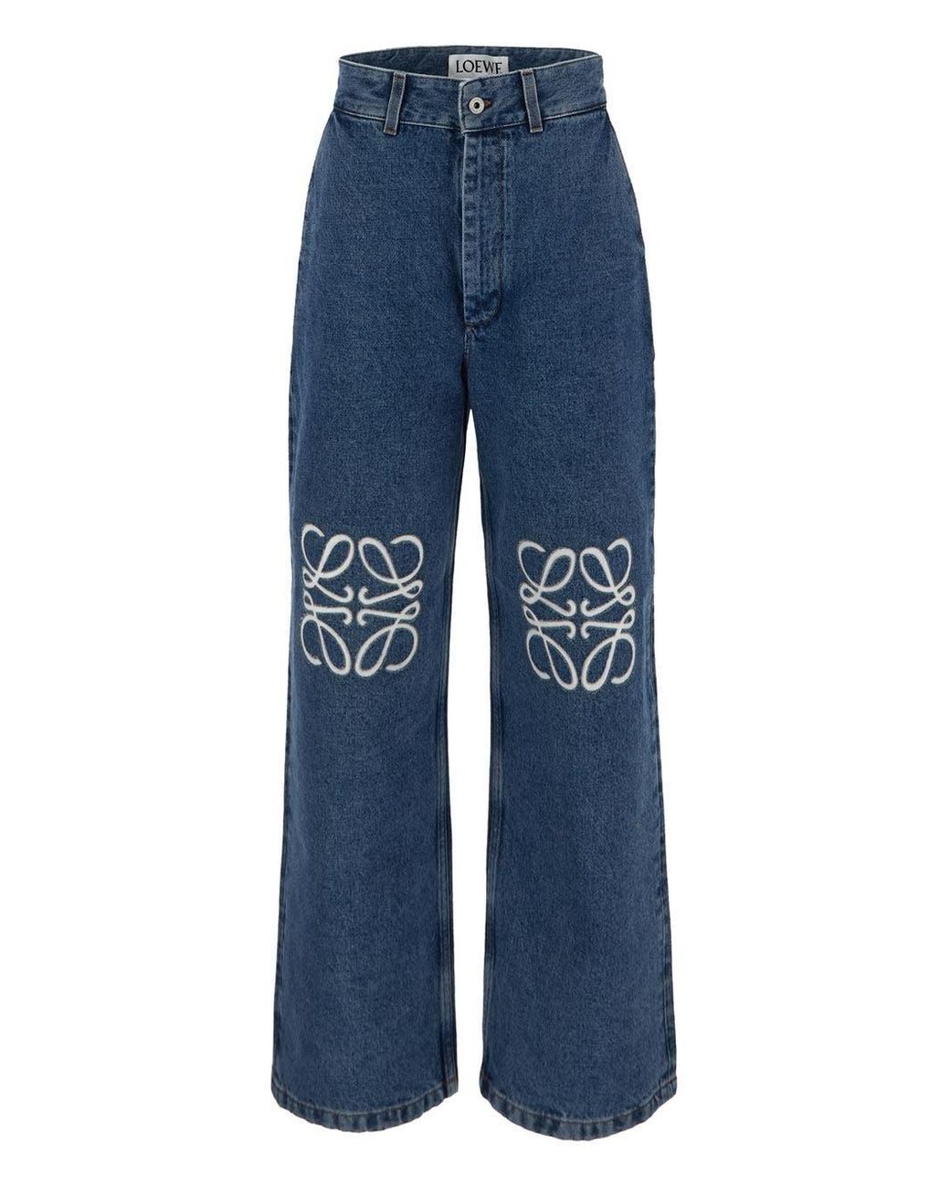 Loewe Denim Logo Embroidery Jeans in Blue | Lyst