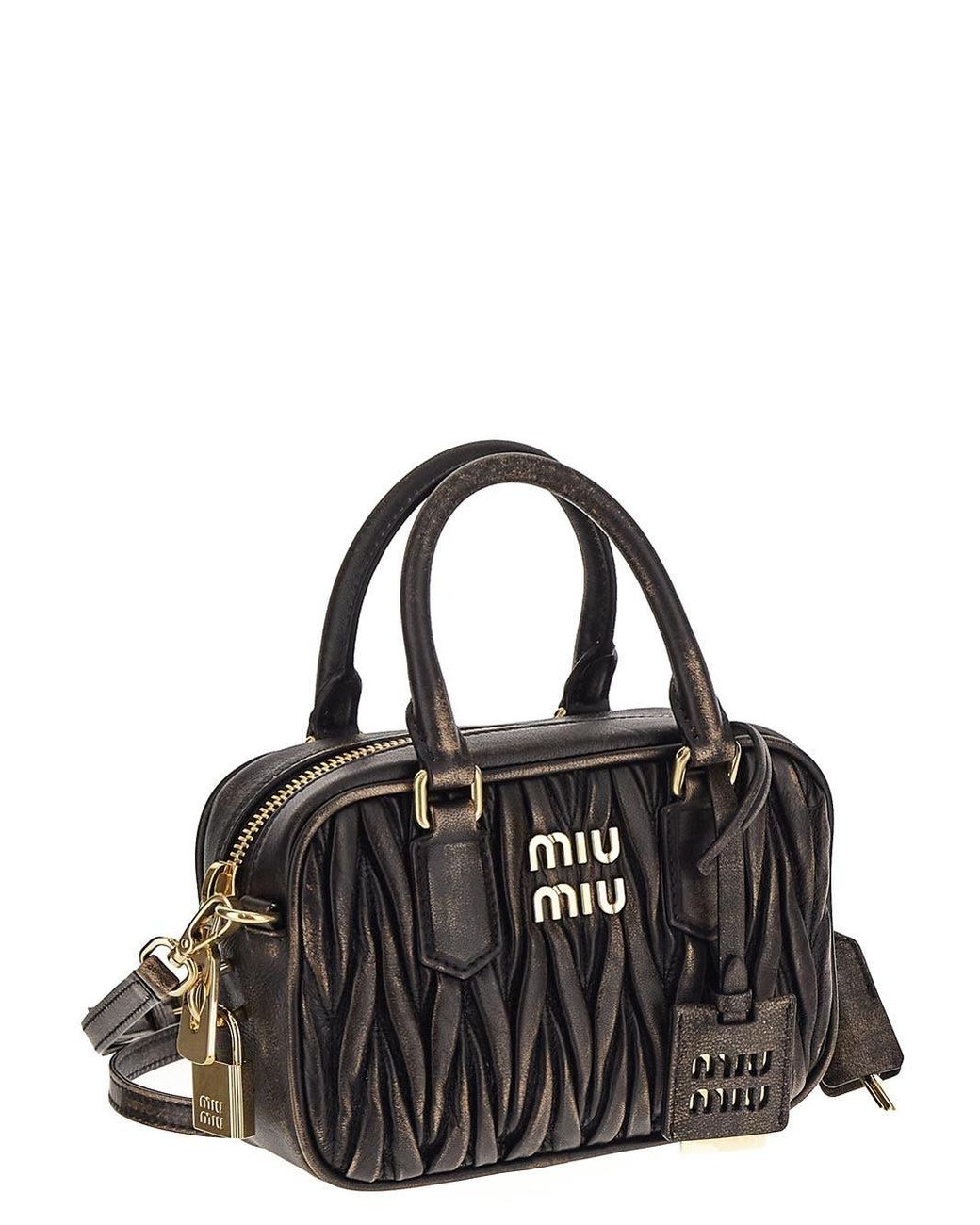 Miu Miu Matelassé Nappa Leather Top-handles Bag in Black