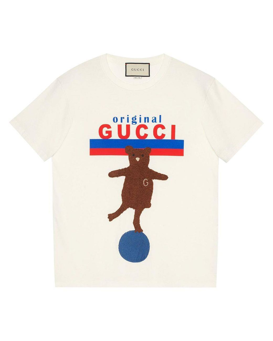 Gucci Original Bear-patch Oversize T-shirt in White | Lyst