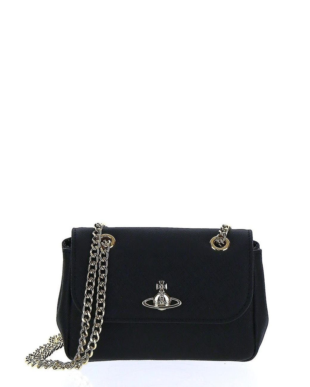 Vivienne Westwood Leather Saffiano Small Purse With Chain in Black | Lyst