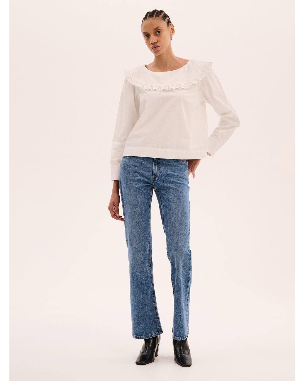 OMNES Blue Briony Frill Blouse