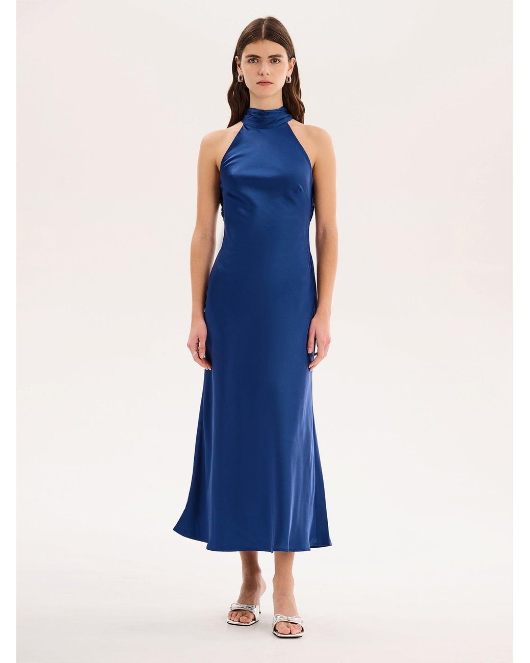OMNES Blue Seychelles Drape Back Detail Bridesmaid Dress