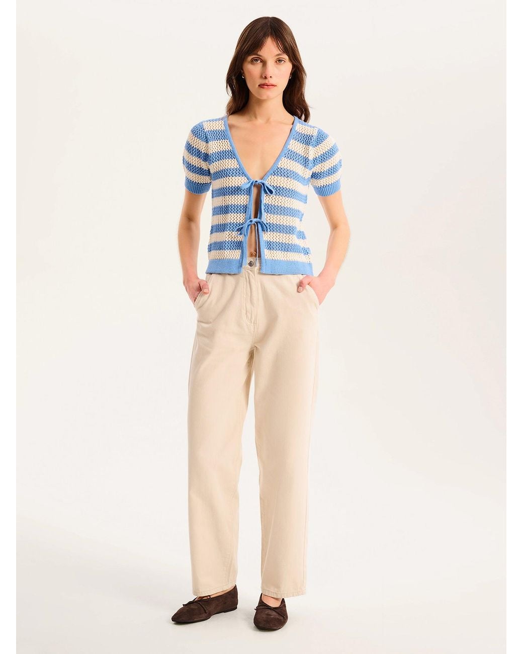 OMNES Blue Harper Stripe Knit Top