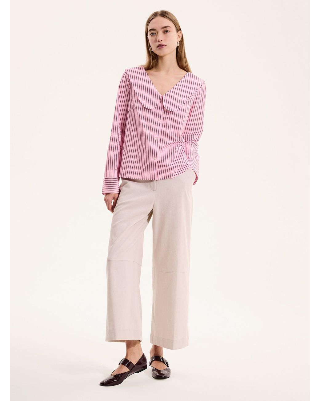 OMNES Pink Caitlin Oversized Collar Blouse