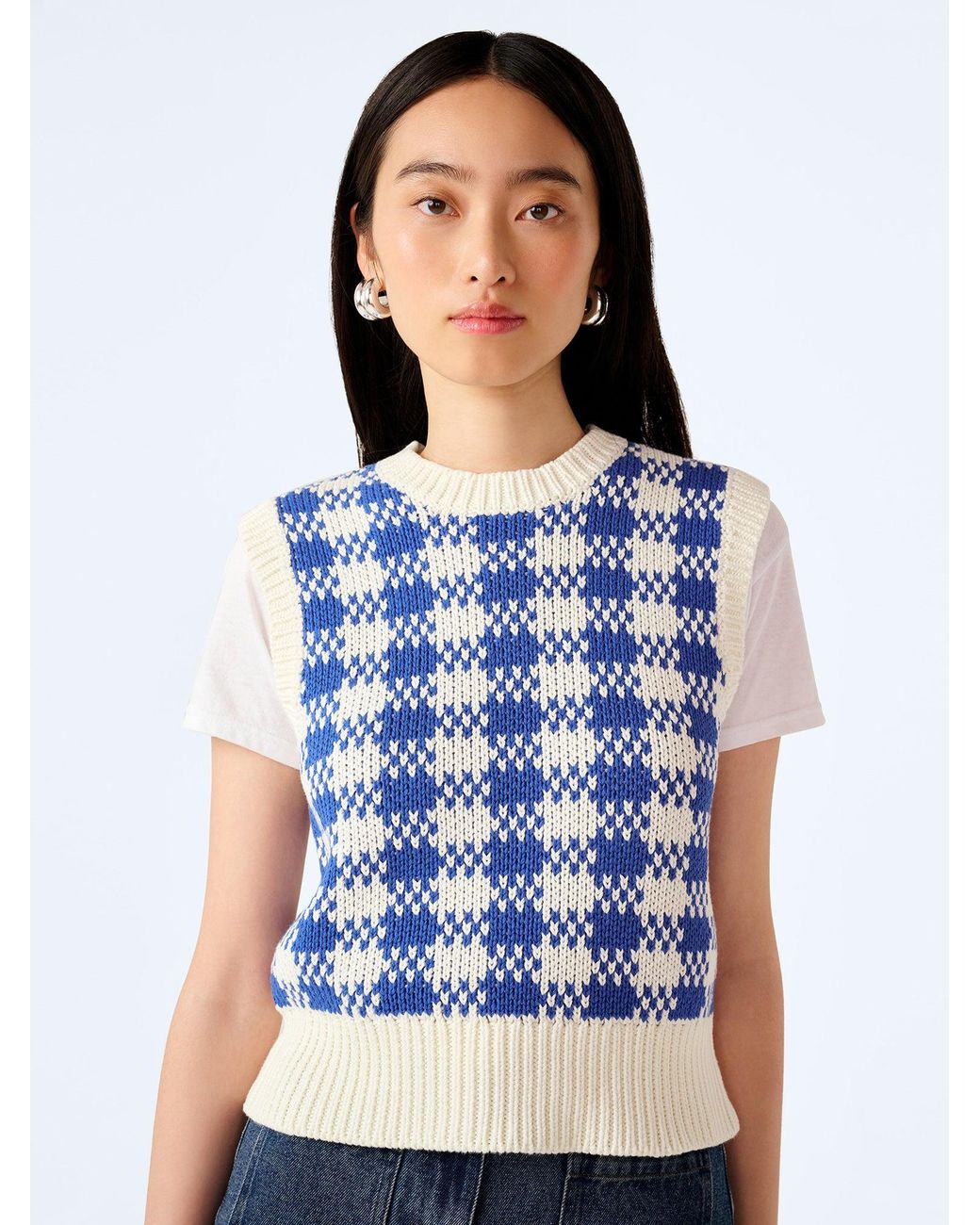 OMNES Blue Bob Checked Vest