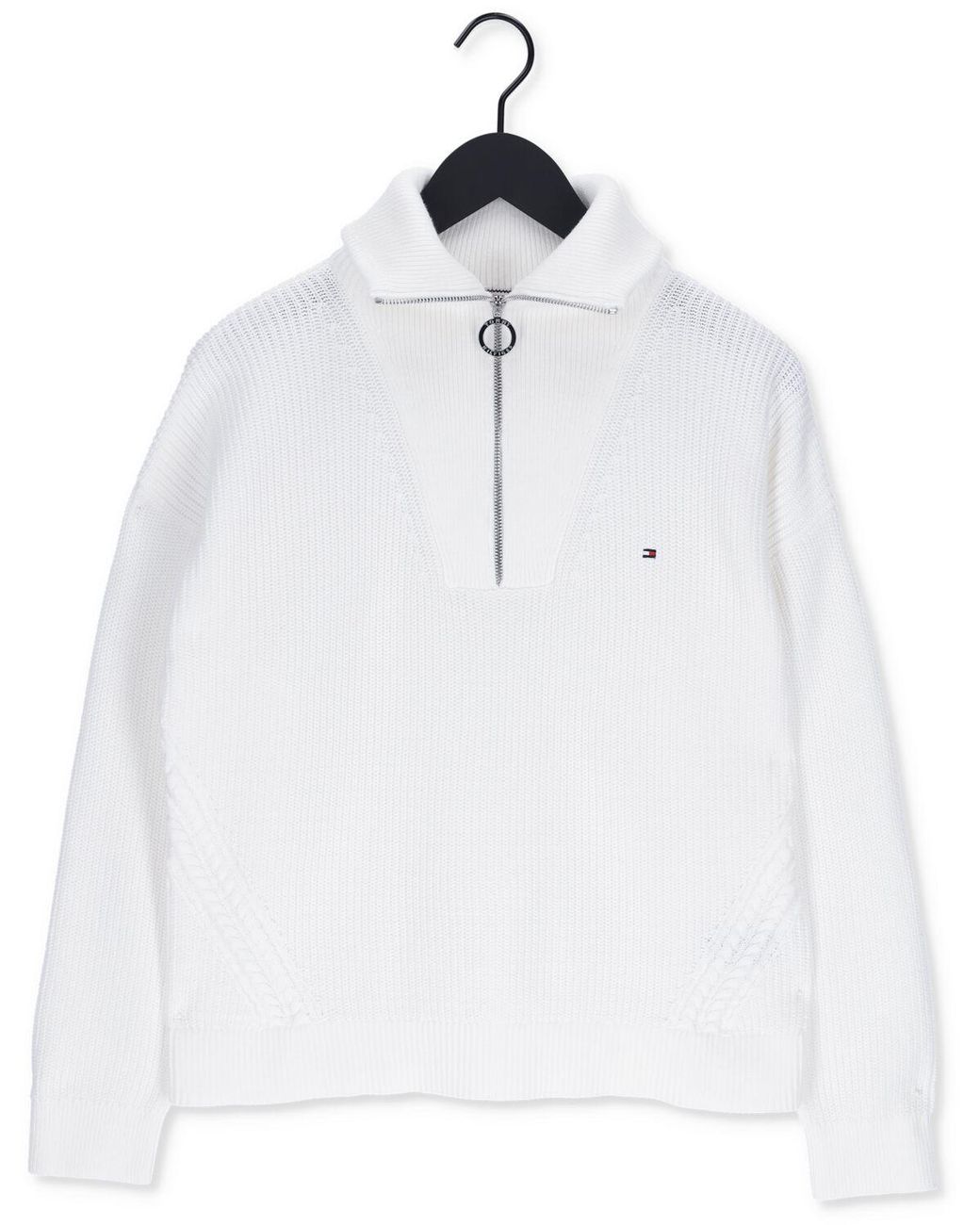 Tommy Hilfiger White Pullover Hayana Cable Zip-up Sweater Nicht-gerade