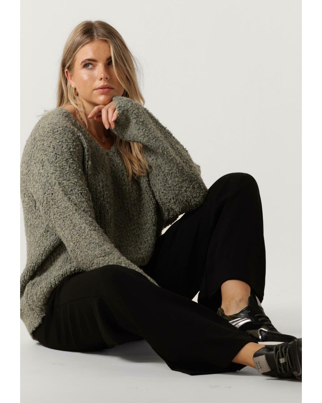 Simplee Gray Pullover Knit-Bocc-23-1 Sweater Damen